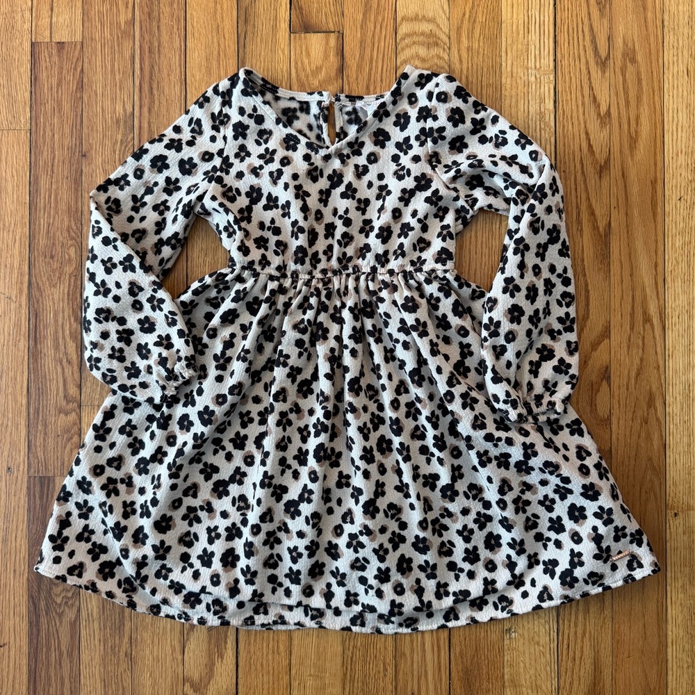 Tahari Girls Fit & Flare Animal Print Corduroy Long Sleeve Size 6